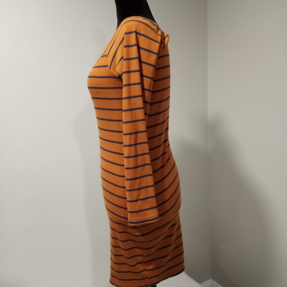 RUE 21 BROWN|BLUE STRIPED JERSEY DRESS WITH GOLD BUTTONS WOMEN SIZE XL - Picture 7 of 9